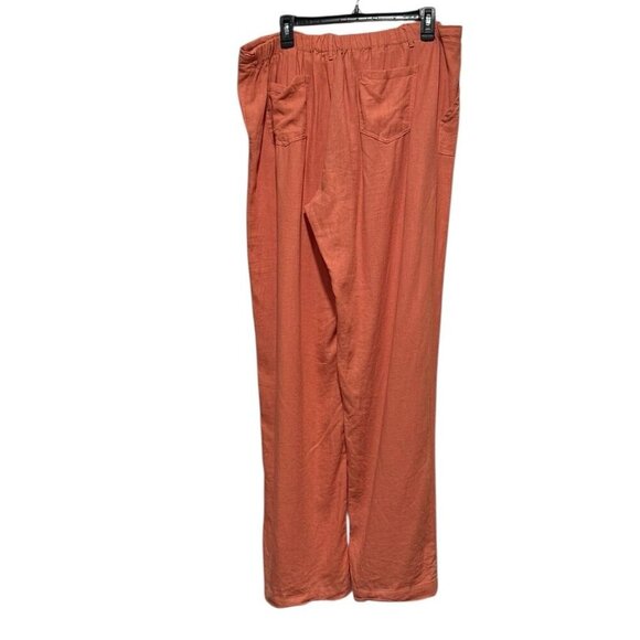 Just Living Linen Blend Womens XL Wide Leg Pumpkin Orange Drawstring Pants - Picture 4 of 11